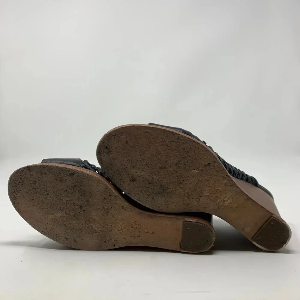 Matt Bernson Pia‎ Woven Leather Wedges in Black